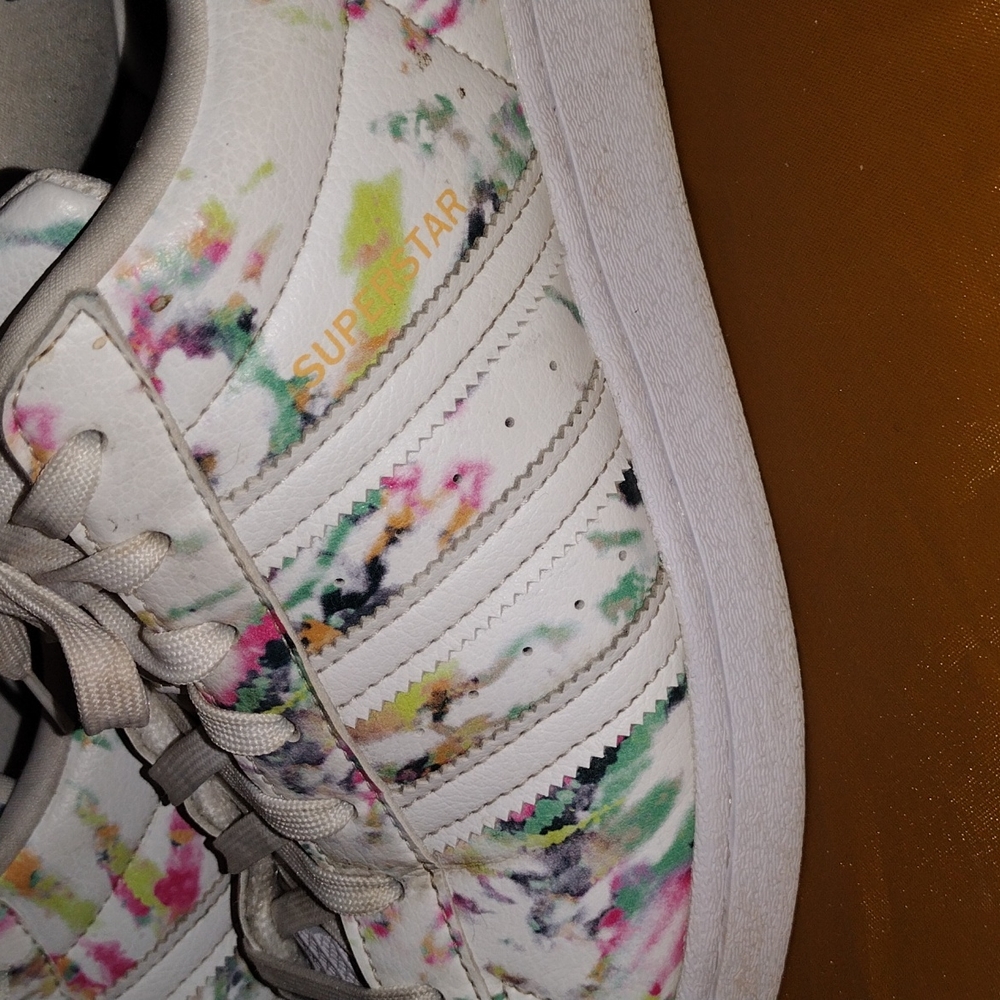 Addidas superstars pastel splash look, worn no more than 3 or 4 times